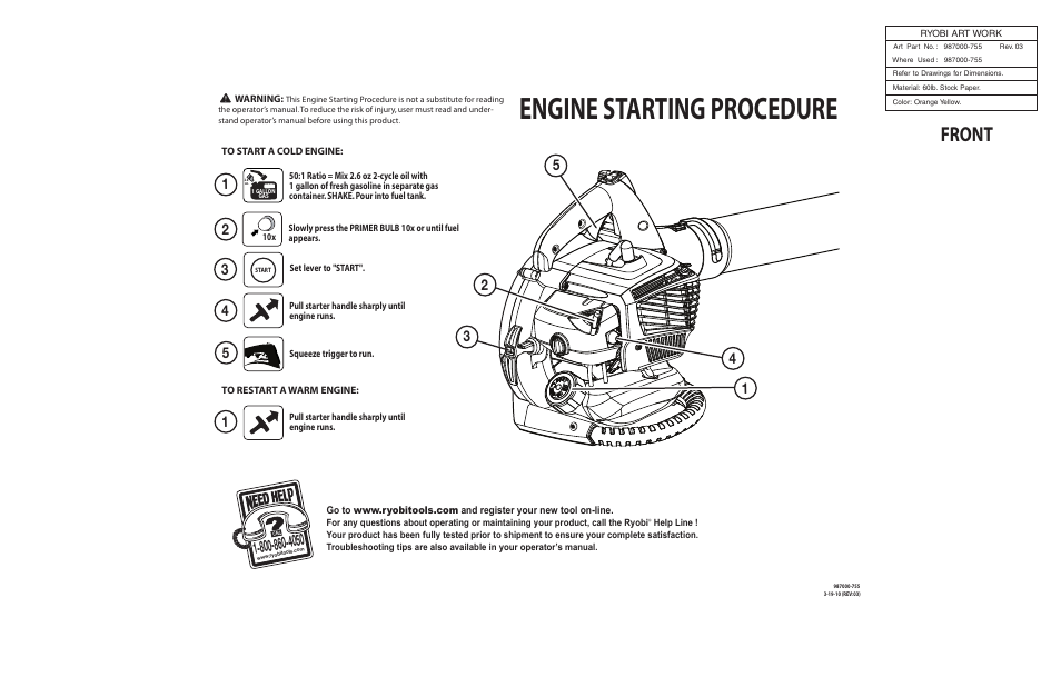 Ryobi RY09951 User Manual | 2 pages