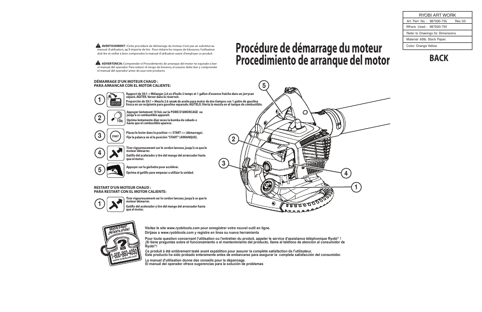 Back | Ryobi RY09951 User Manual | Page 2 / 2