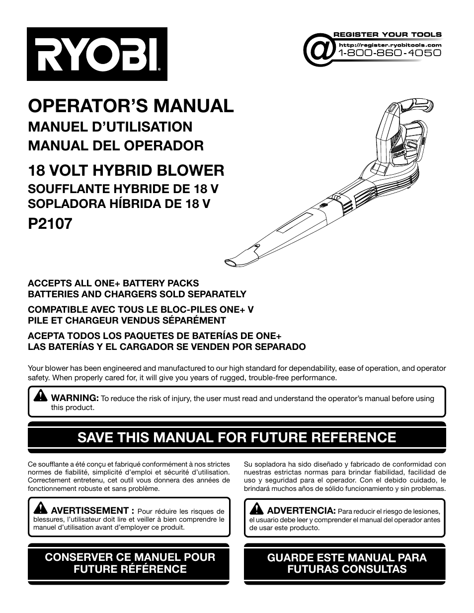 Ryobi P2107 User Manual | 38 pages