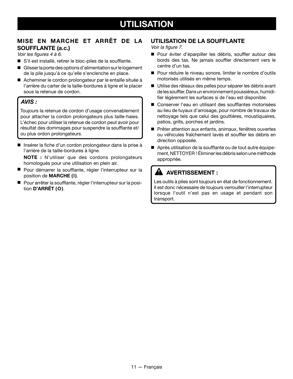 Utilisation | Ryobi P2107 User Manual | Page 24 / 38