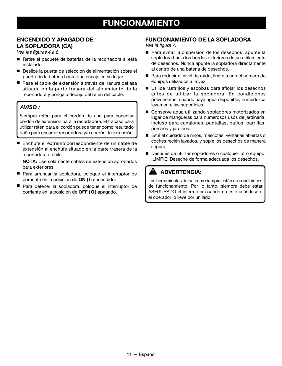 Funcionamiento | Ryobi P2107 User Manual | Page 35 / 38