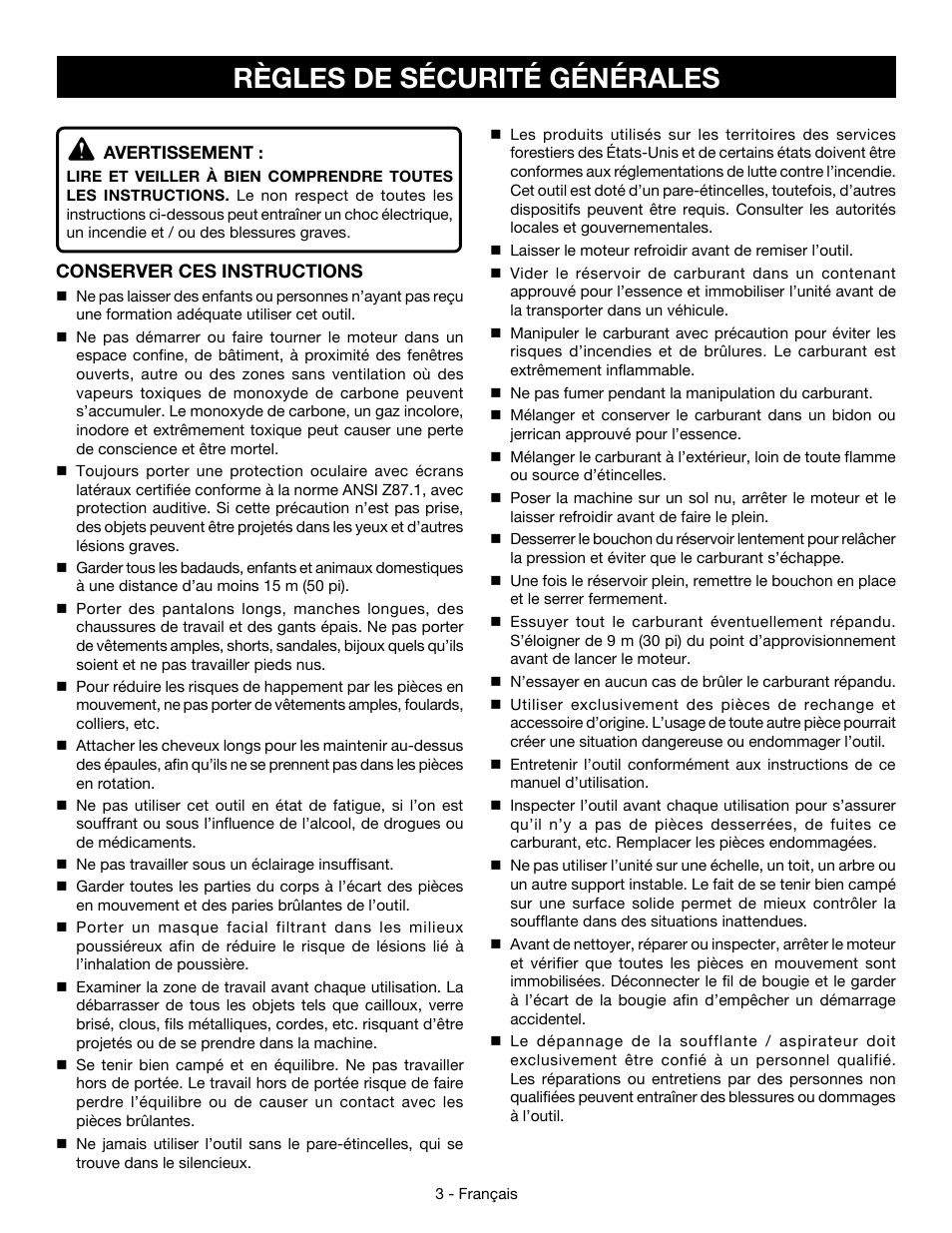 Règles de sécurité générales | Ryobi RY09056 User Manual | Page 16 / 38