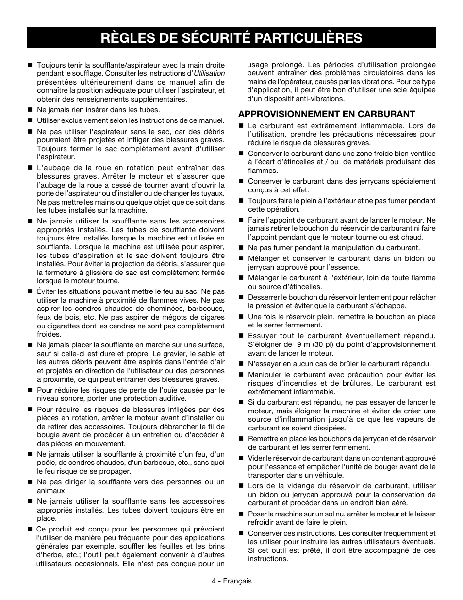 Règles de sécurité particulières | Ryobi RY09056 User Manual | Page 17 / 38
