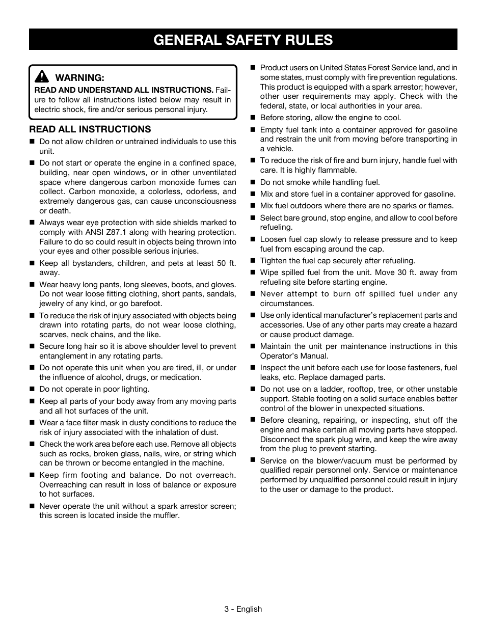 General safety rules | Ryobi RY09056 User Manual | Page 5 / 38