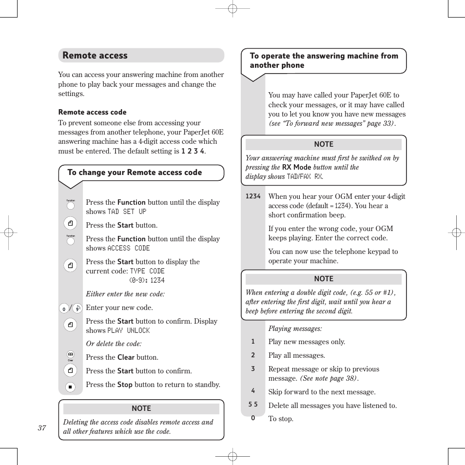 Remote access | BT PaperJet 60E User Manual | Page 37 / 64