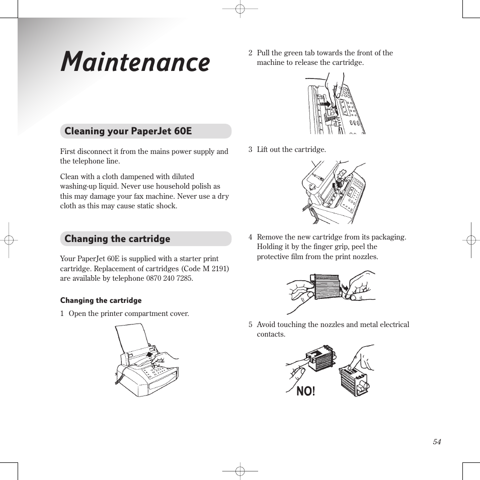 Maintenance | BT PaperJet 60E User Manual | Page 54 / 64