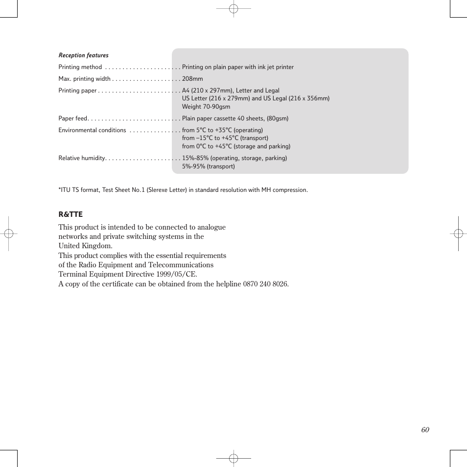 BT PaperJet 60E User Manual | Page 60 / 64