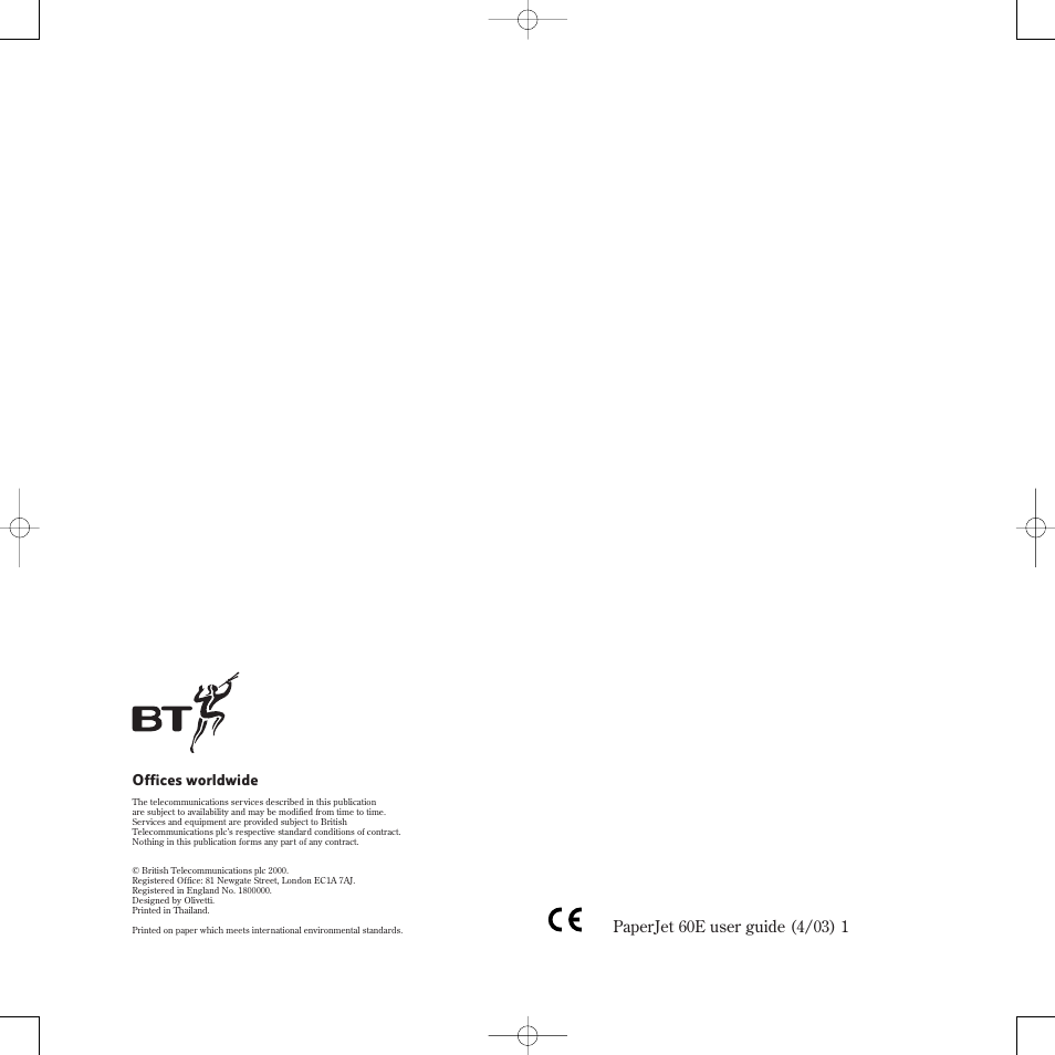 BT PaperJet 60E User Manual | Page 64 / 64