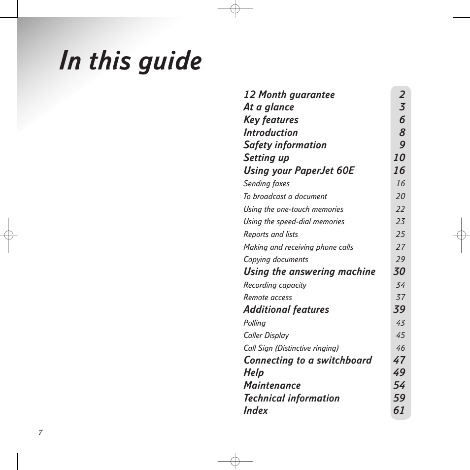BT PaperJet 60E User Manual | Page 7 / 64
