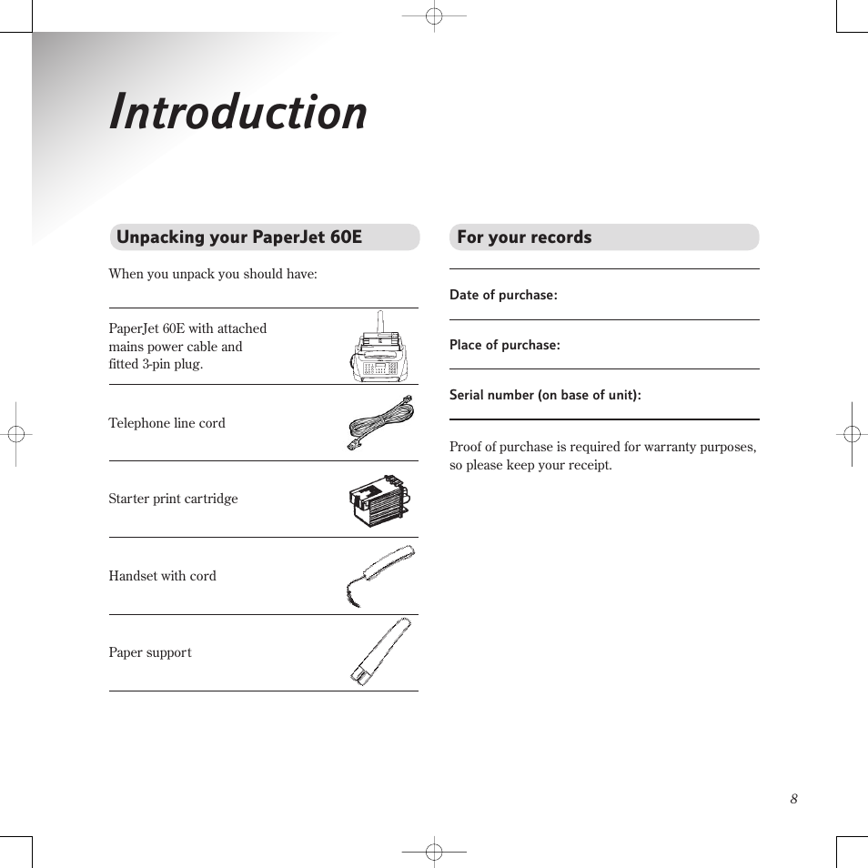 Introduction | BT PaperJet 60E User Manual | Page 8 / 64