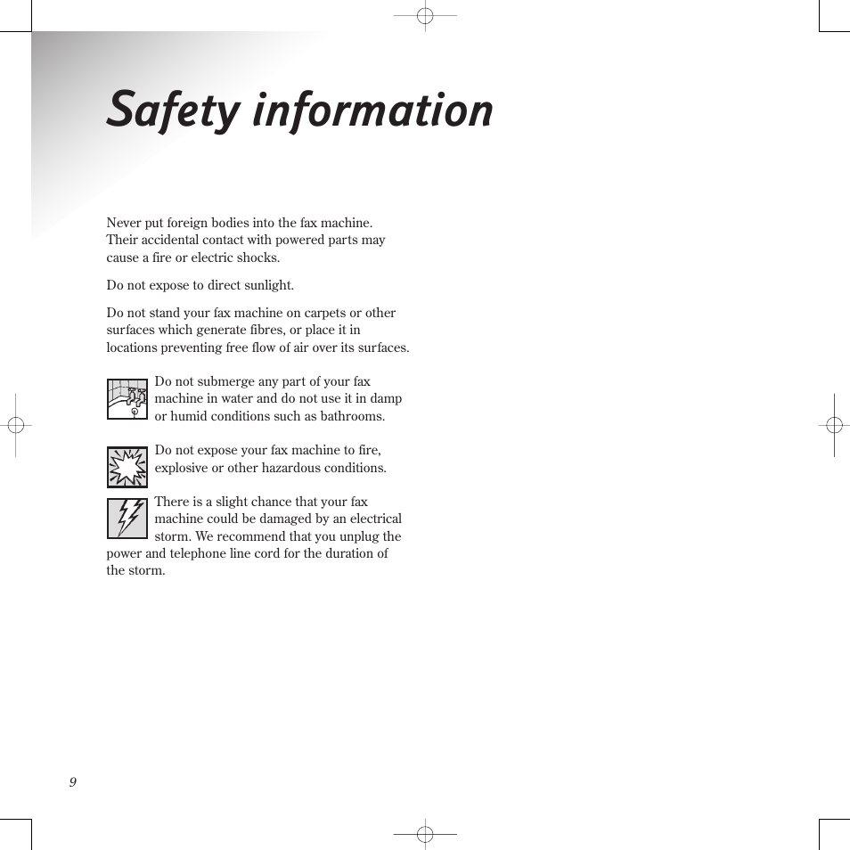 Safety information | BT PaperJet 60E User Manual | Page 9 / 64