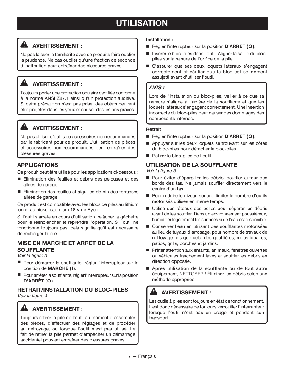 Utilisation | Ryobi P2102 User Manual | Page 16 / 26