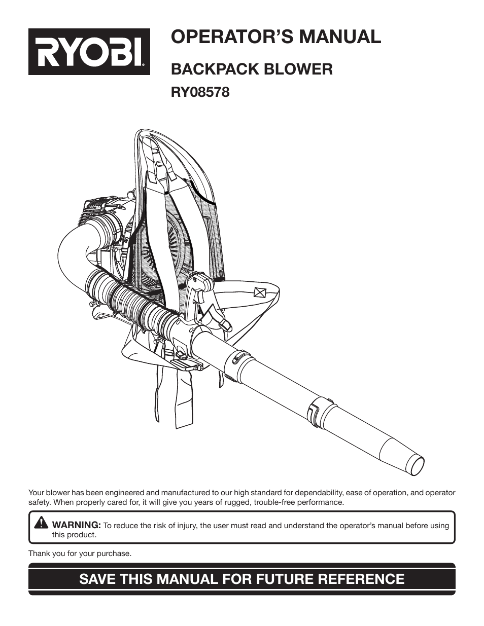 Ryobi RY08578 User Manual | 20 pages