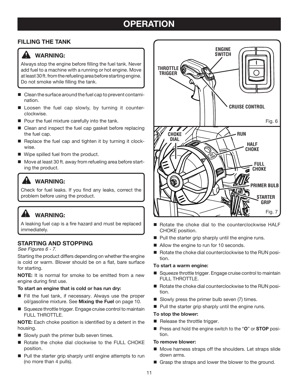 Operation | Ryobi RY08578 User Manual | Page 11 / 20