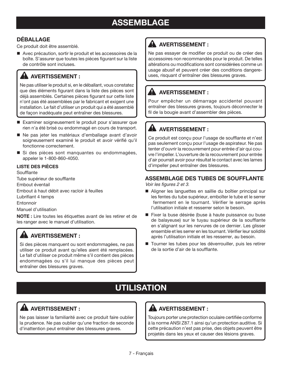 Assemblage, Utilisation | Ryobi RY09440 User Manual | Page 24 / 48