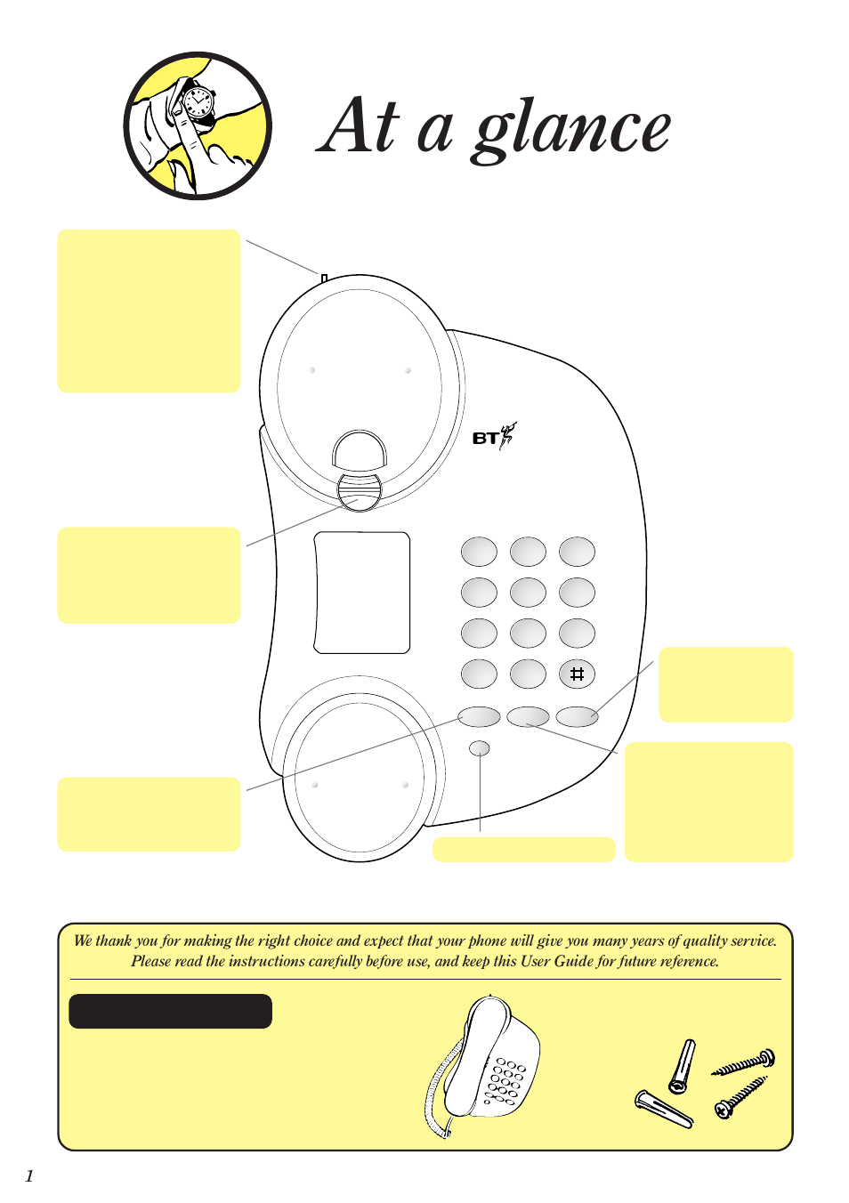 At a glance, Important | BT 100 User Manual | Page 2 / 6