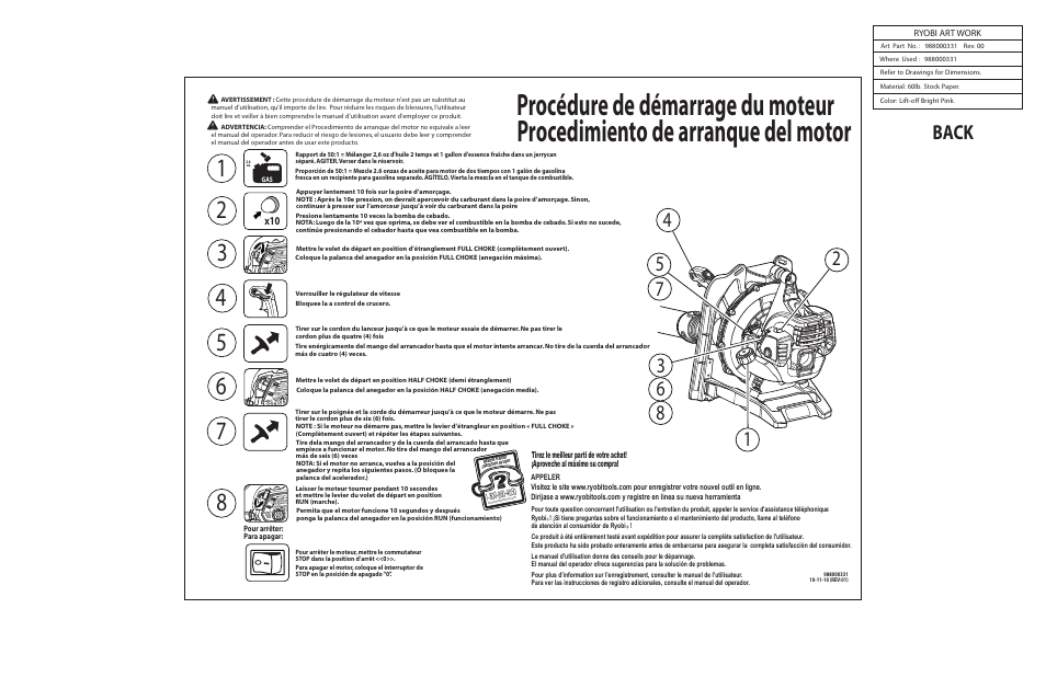 Back | Ryobi RY09800 User Manual | Page 2 / 2