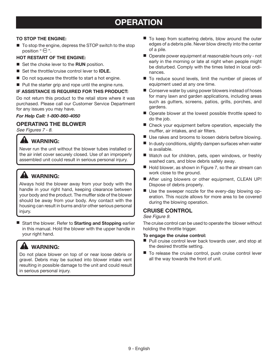 Operation | Ryobi RY09465 User Manual | Page 13 / 48