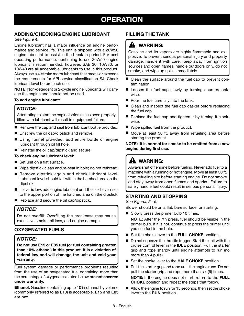 Operation | Ryobi RY09466А User Manual | Page 12 / 44