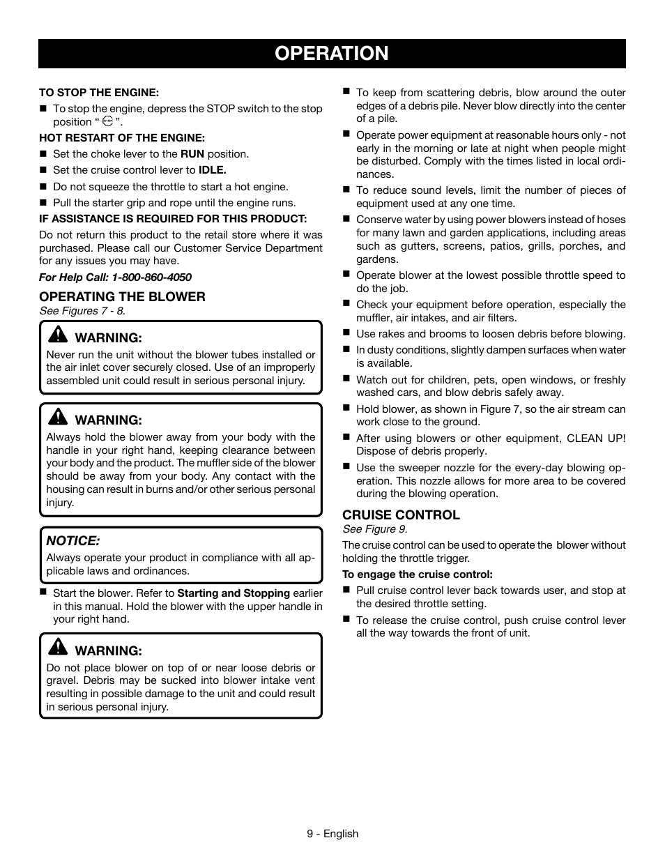 Operation | Ryobi RY09466А User Manual | Page 13 / 44