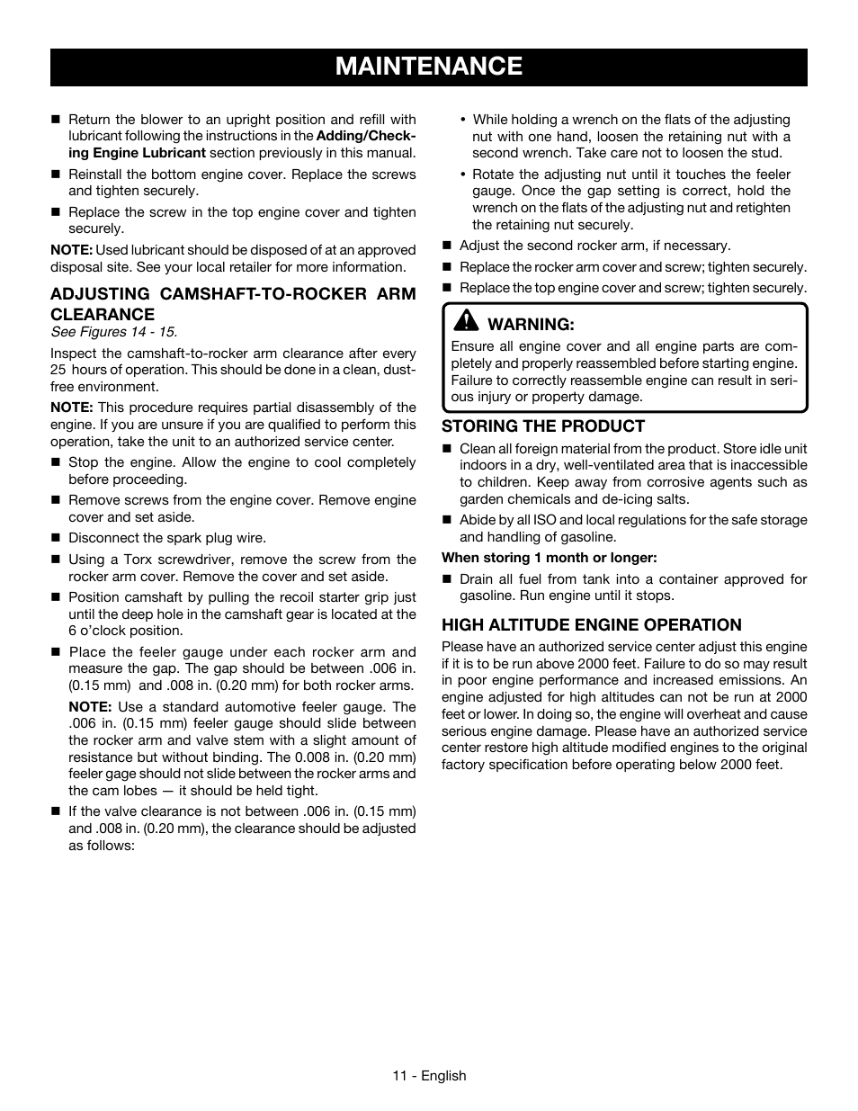 Maintenance | Ryobi RY09466А User Manual | Page 15 / 44