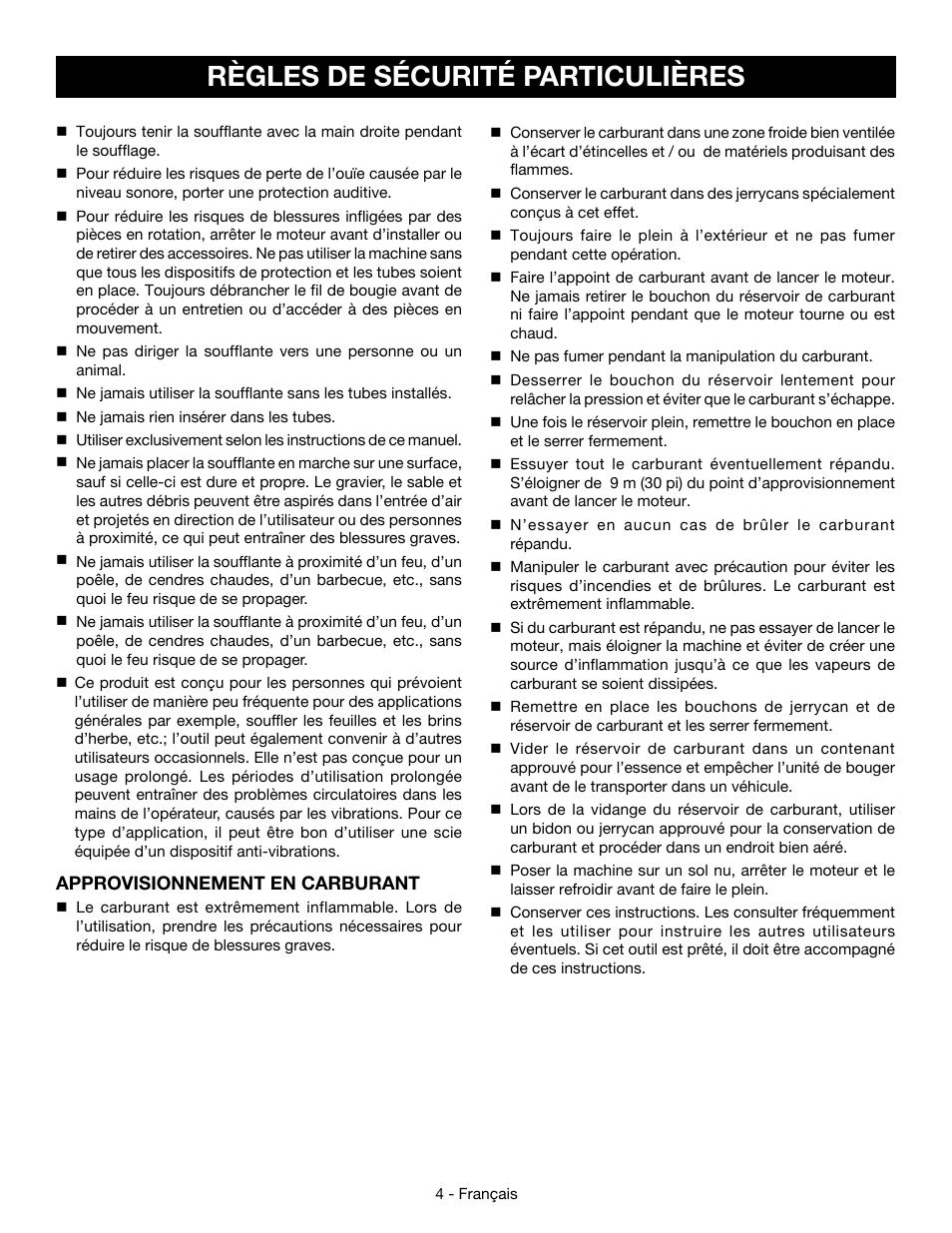 Règles de sécurité particulières | Ryobi RY09466А User Manual | Page 20 / 44