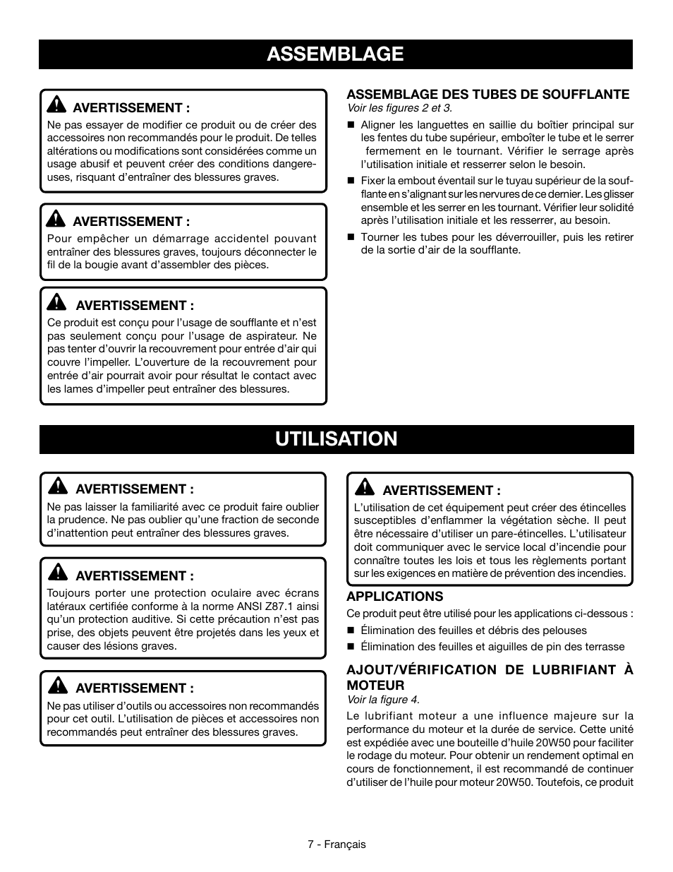 Assemblage, Utilisation | Ryobi RY09466А User Manual | Page 23 / 44
