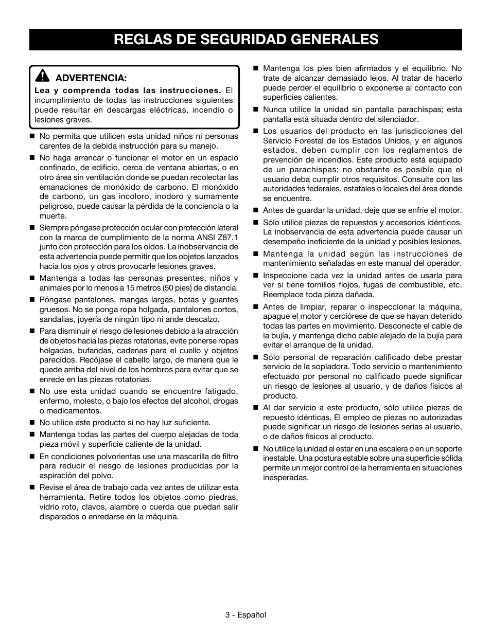 Reglas de seguridad generales | Ryobi RY09466А User Manual | Page 31 / 44