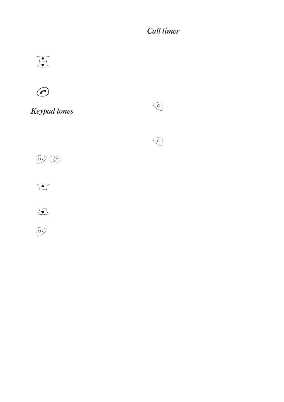 Call timer, Keypad tones | BT On-Air DECTf@x Plus F@x machine and digital telephone system User Manual | Page 34 / 77