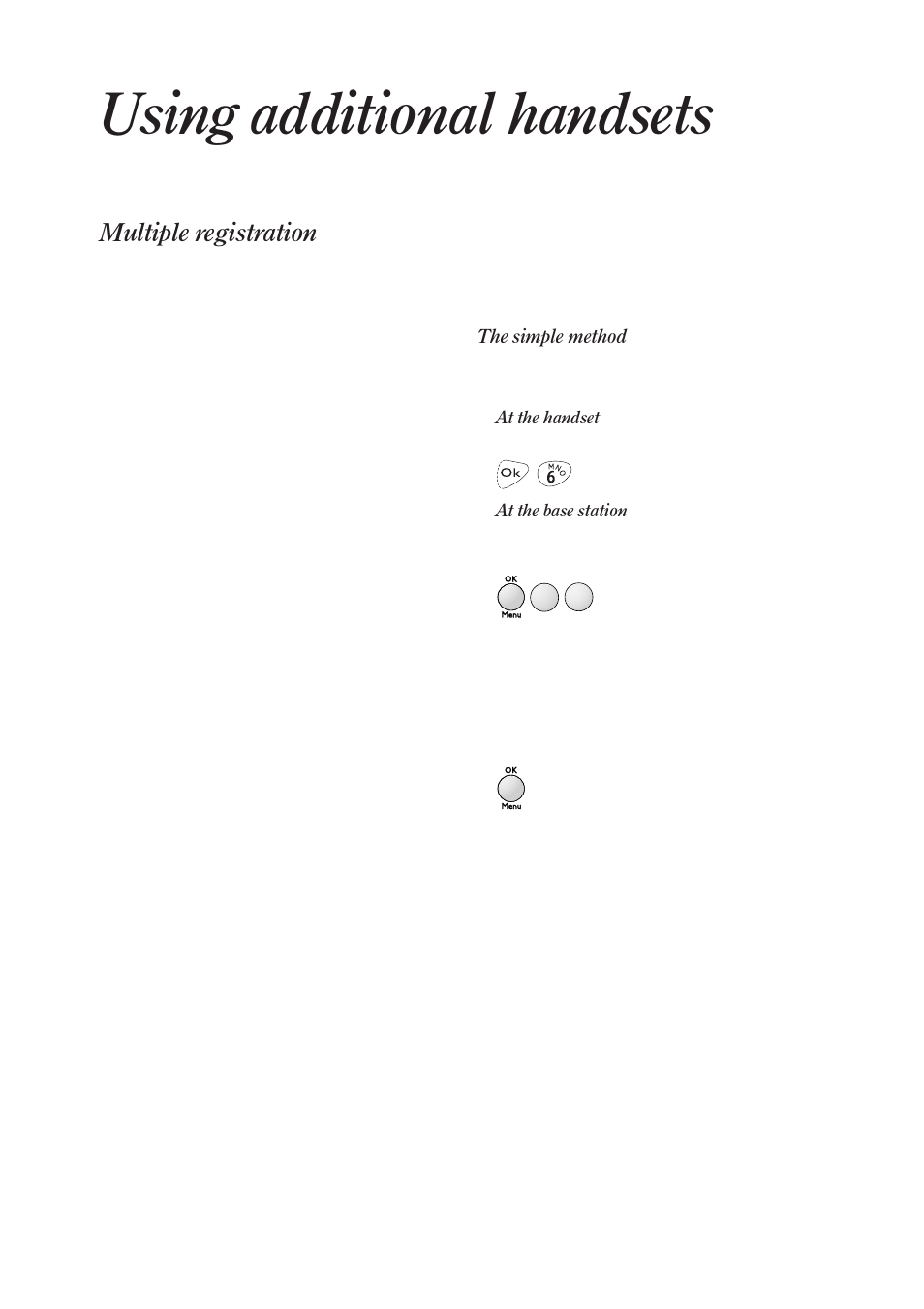 Using additional handsets, Multiple registration | BT On-Air DECTf@x Plus F@x machine and digital telephone system User Manual | Page 57 / 77