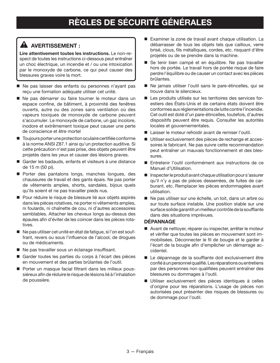 Règles de sécurité générales | Ryobi RY08420А User Manual | Page 16 / 38