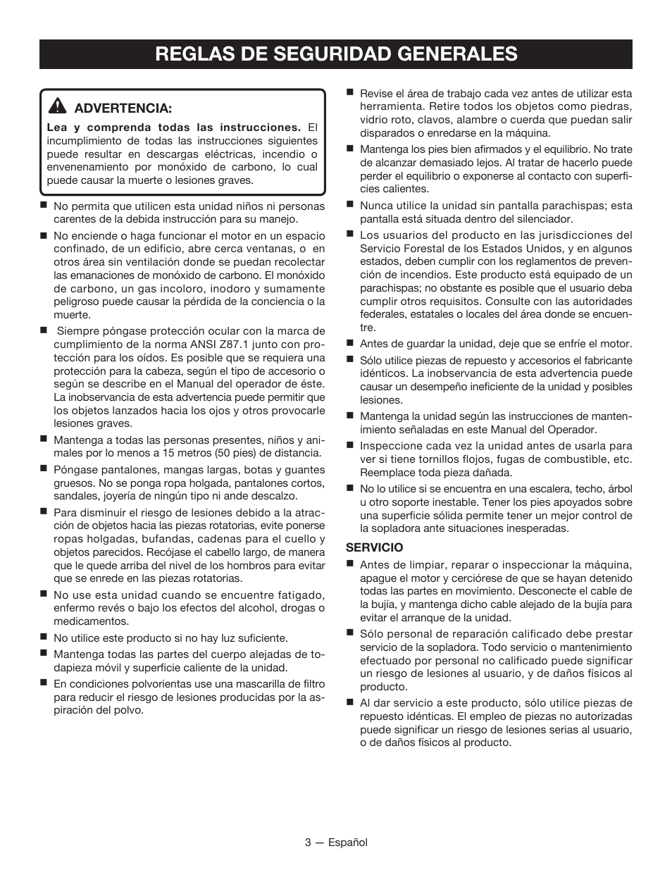 Reglas de seguridad generales | Ryobi RY08420А User Manual | Page 27 / 38