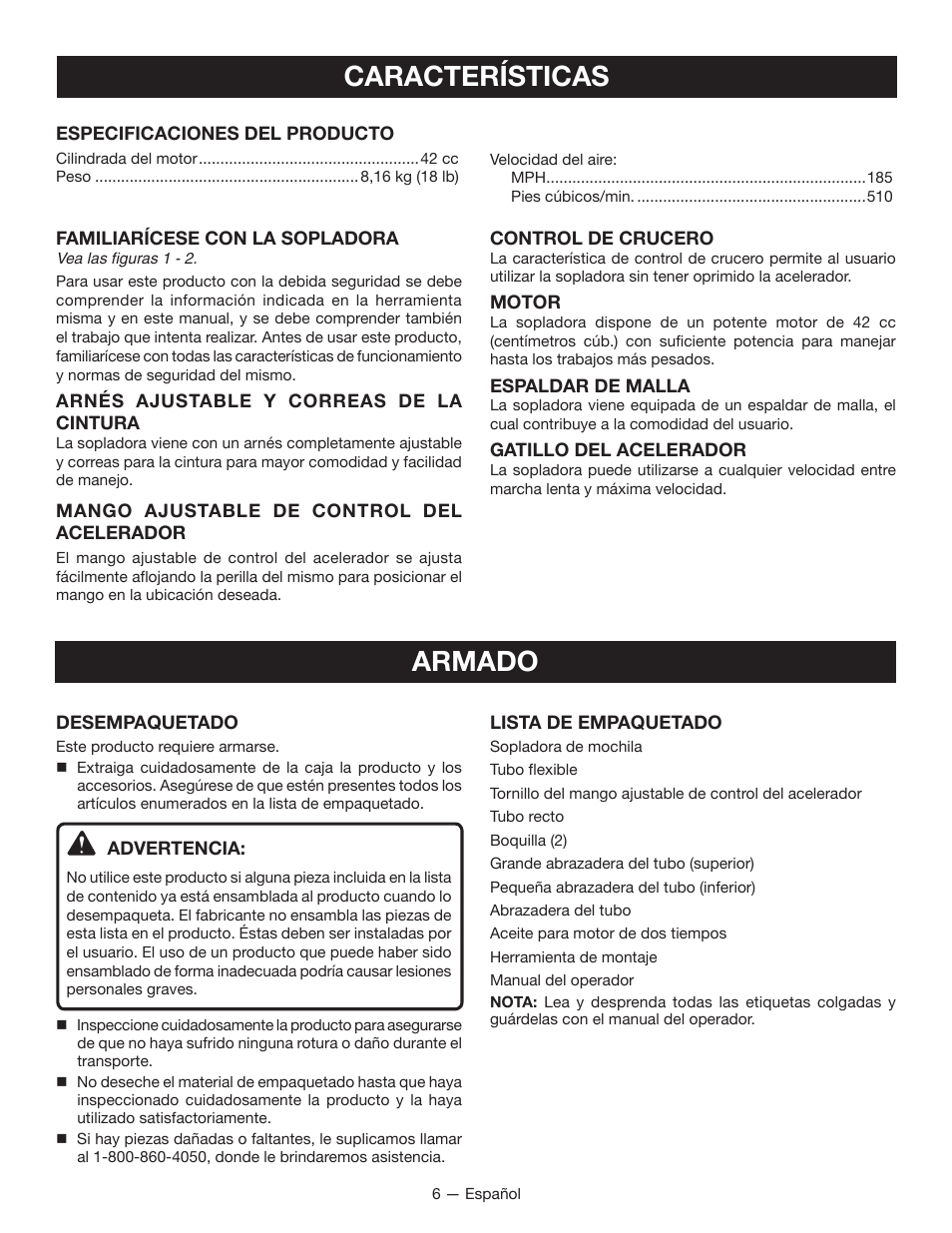 Características armado | Ryobi RY08420А User Manual | Page 30 / 38