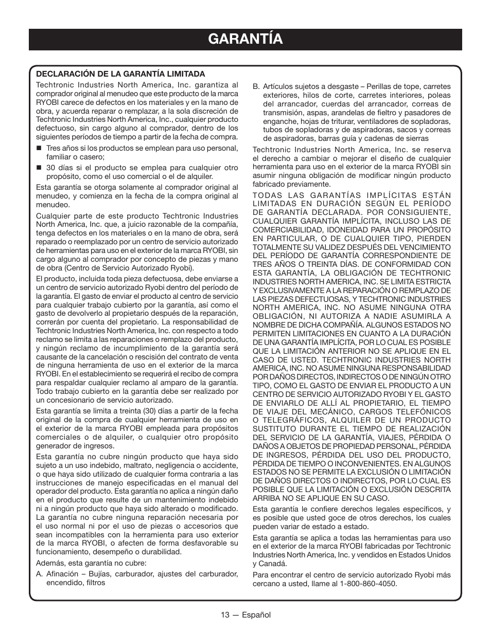 Garantía | Ryobi RY08420А User Manual | Page 37 / 38