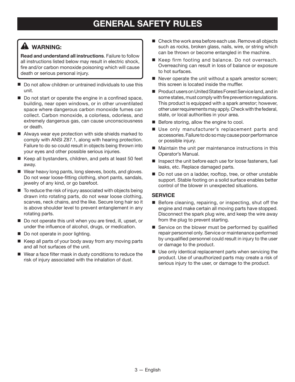 General safety rules | Ryobi RY08420А User Manual | Page 5 / 38