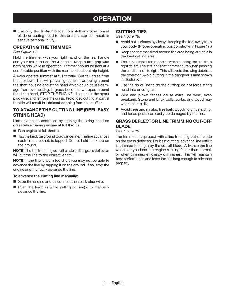 Operation | Ryobi RY28160 User Manual | Page 15 / 52