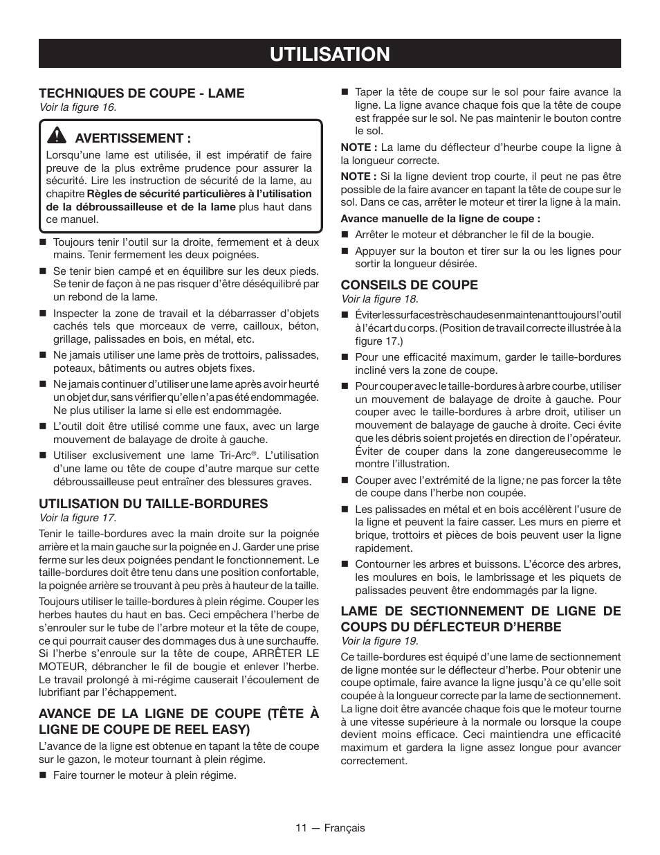 Utilisation | Ryobi RY28160 User Manual | Page 30 / 52