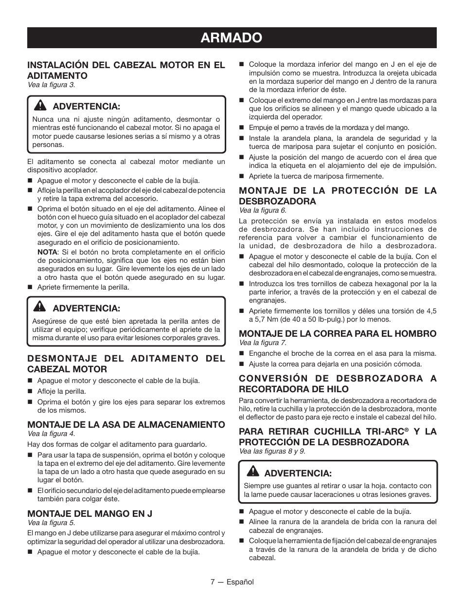 Armado | Ryobi RY28160 User Manual | Page 41 / 52