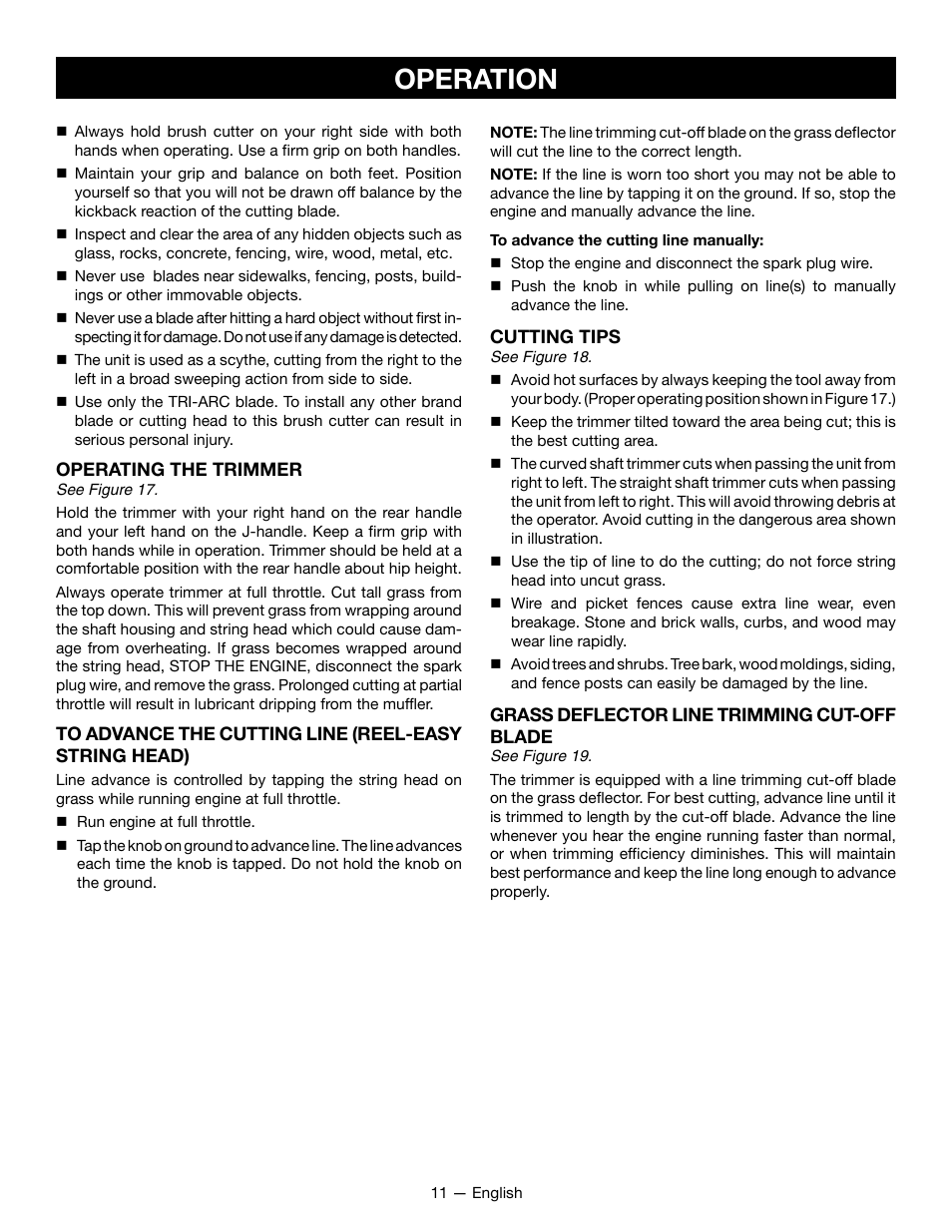 Operation | Ryobi RY28161 User Manual | Page 15 / 52