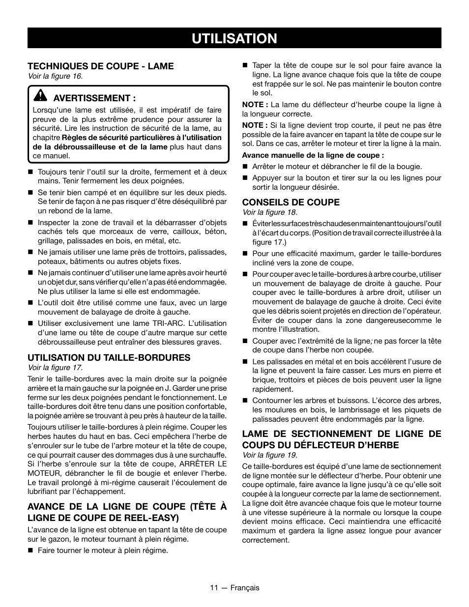 Utilisation | Ryobi RY28161 User Manual | Page 29 / 52