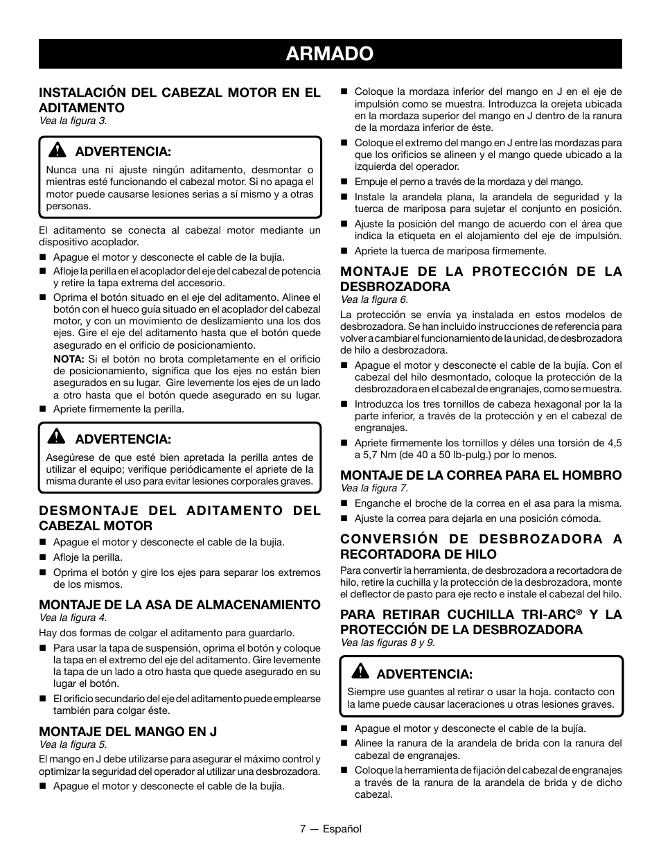 Armado | Ryobi RY28161 User Manual | Page 39 / 52