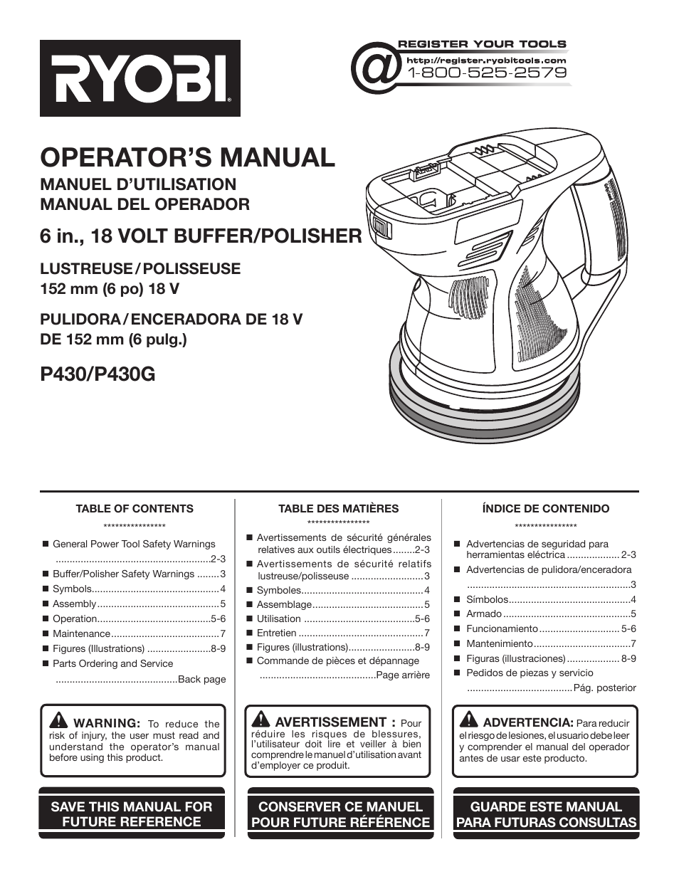 Ryobi P430 User Manual | 24 pages