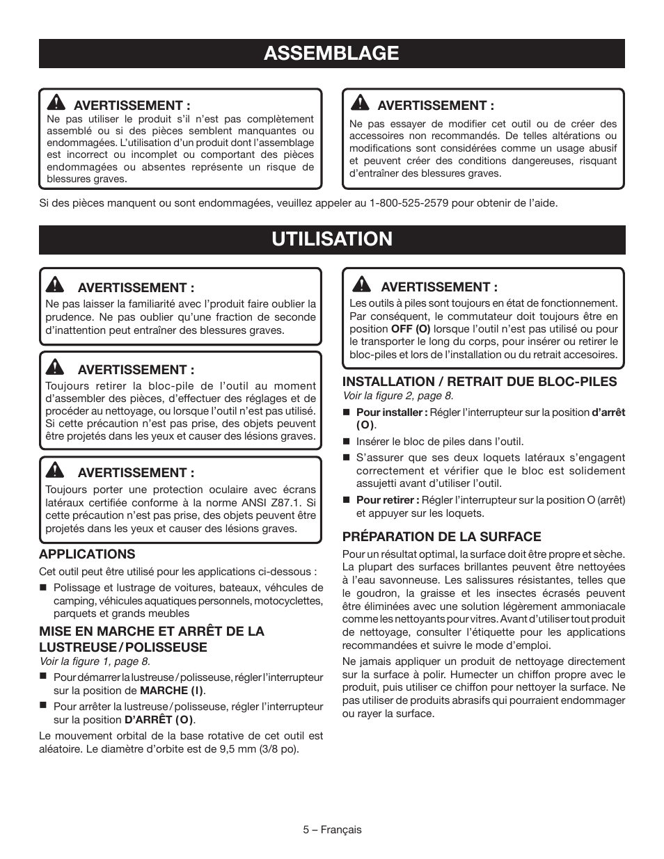 Assemblage, Utilisation | Ryobi P430 User Manual | Page 11 / 24