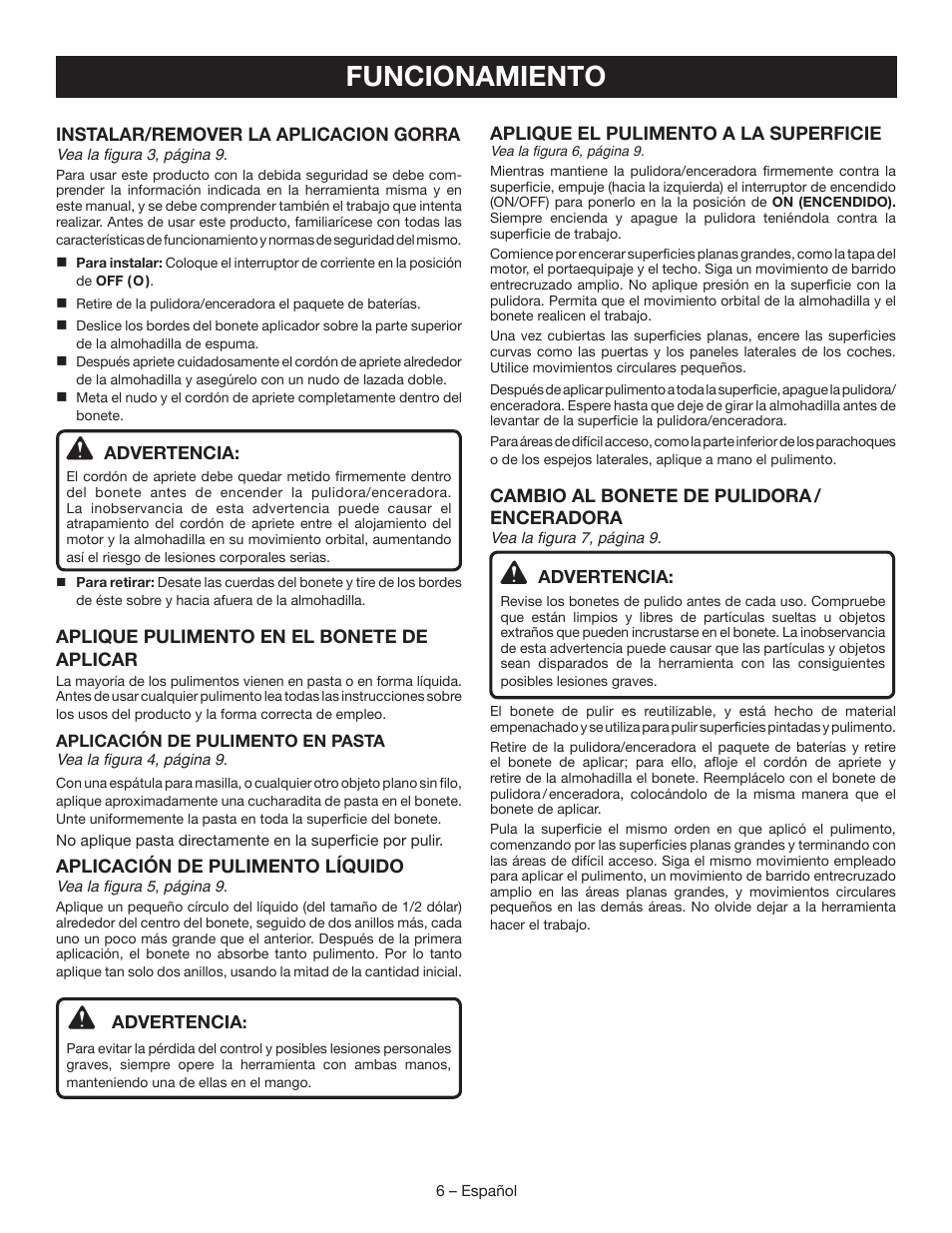 Funcionamiento | Ryobi P430 User Manual | Page 18 / 24