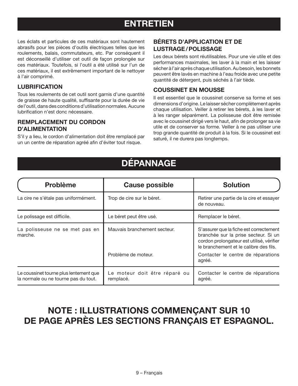 Entretien, Dépannage | Ryobi RB60G User Manual | Page 17 / 28