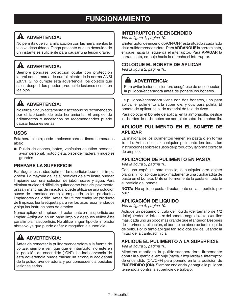 Funcionamiento | Ryobi RB60G User Manual | Page 23 / 28