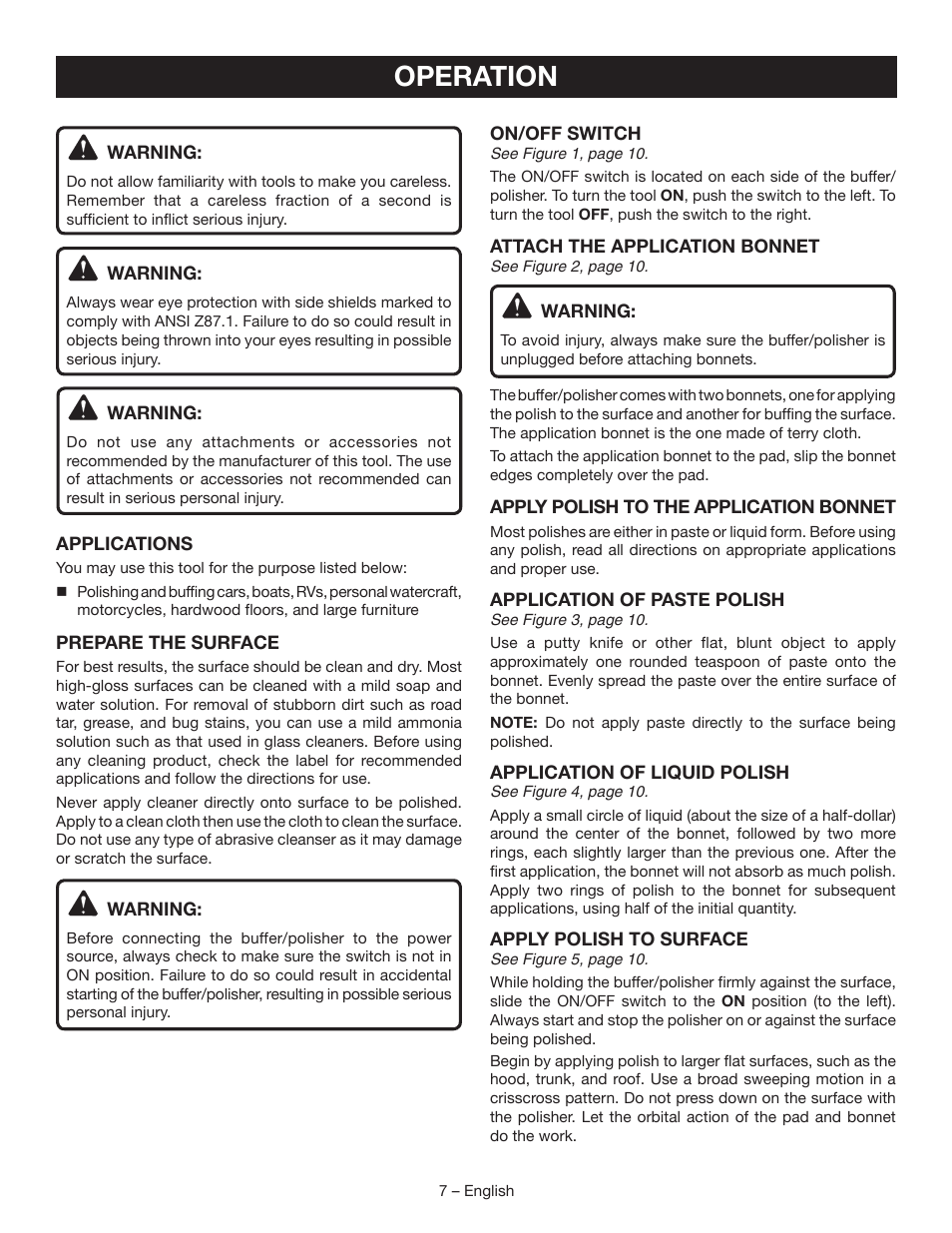 Operation | Ryobi RB60G User Manual | Page 7 / 28