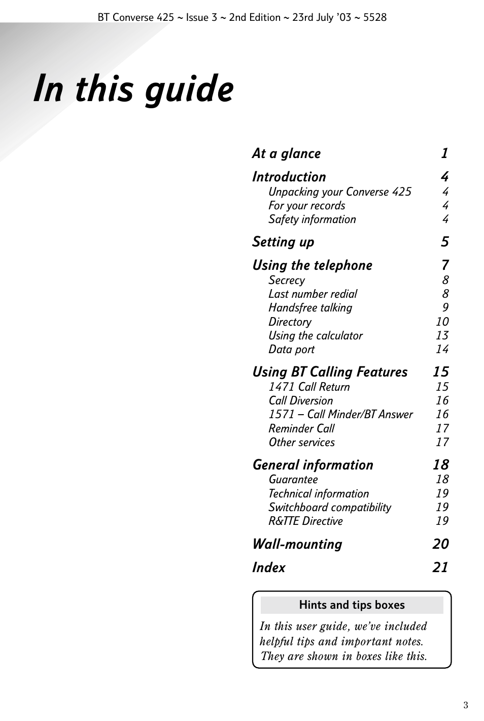 BT CONVERSE 425 User Manual | Page 4 / 23