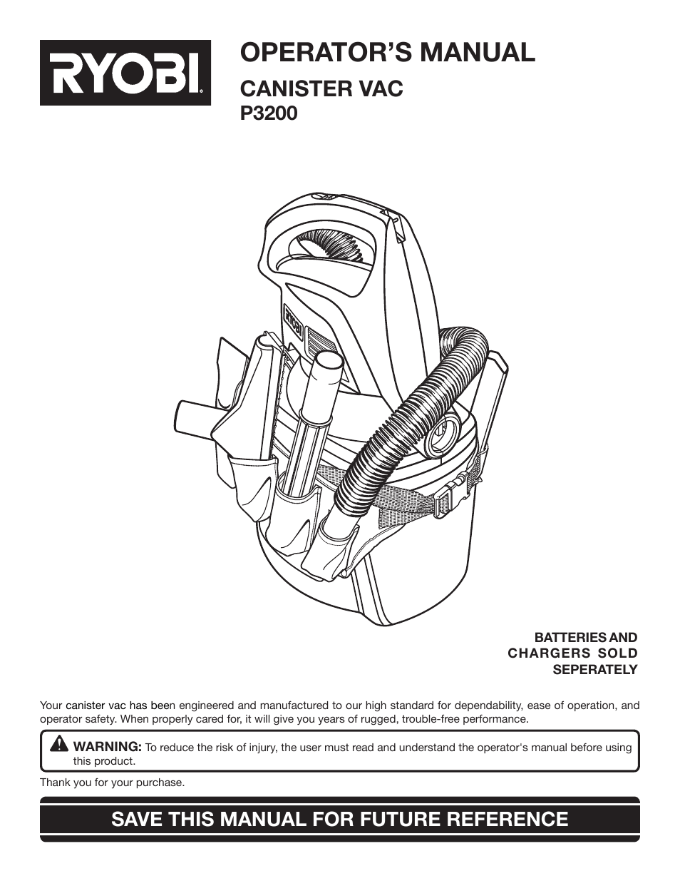 Ryobi P3200 User Manual | 16 pages