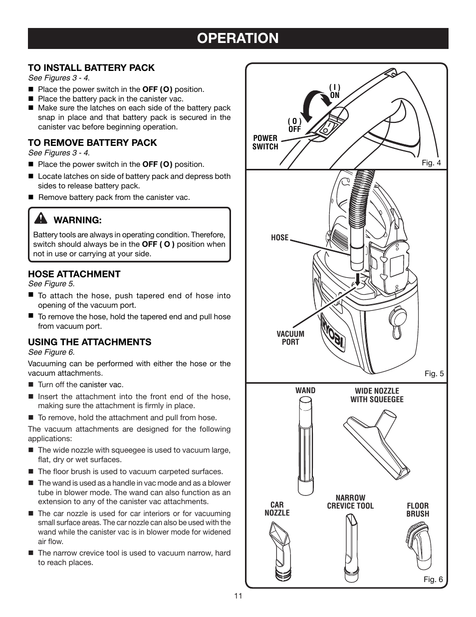 Operation | Ryobi P3200 User Manual | Page 11 / 16